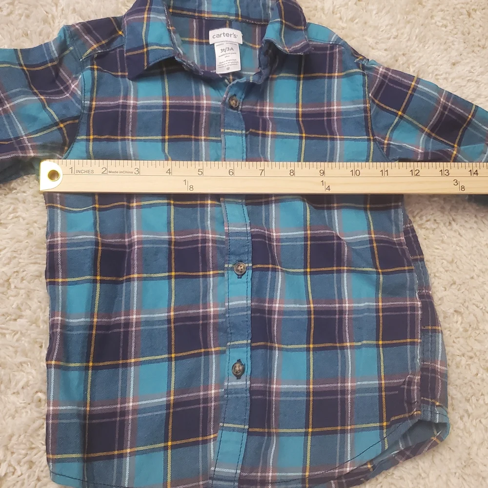 5 For $25 Carter's Plaid Button Up Shirt Toddler Size 3T Blue‎